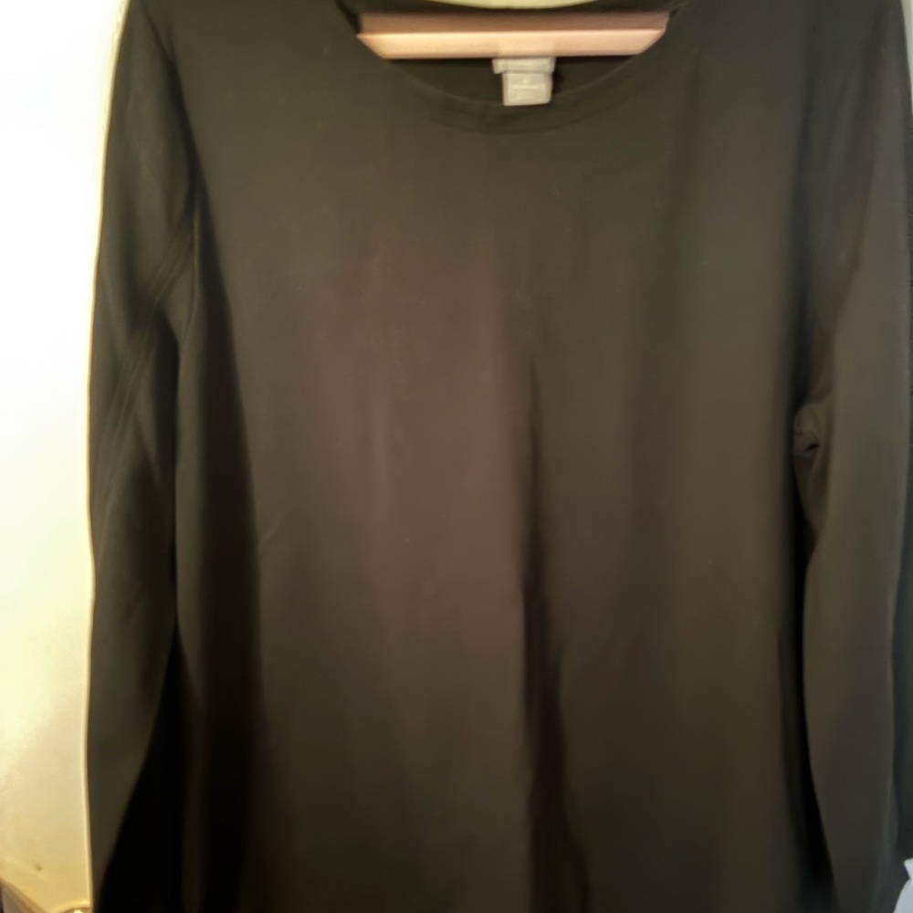Chico's Black Crew Neck Long Sleeve Top